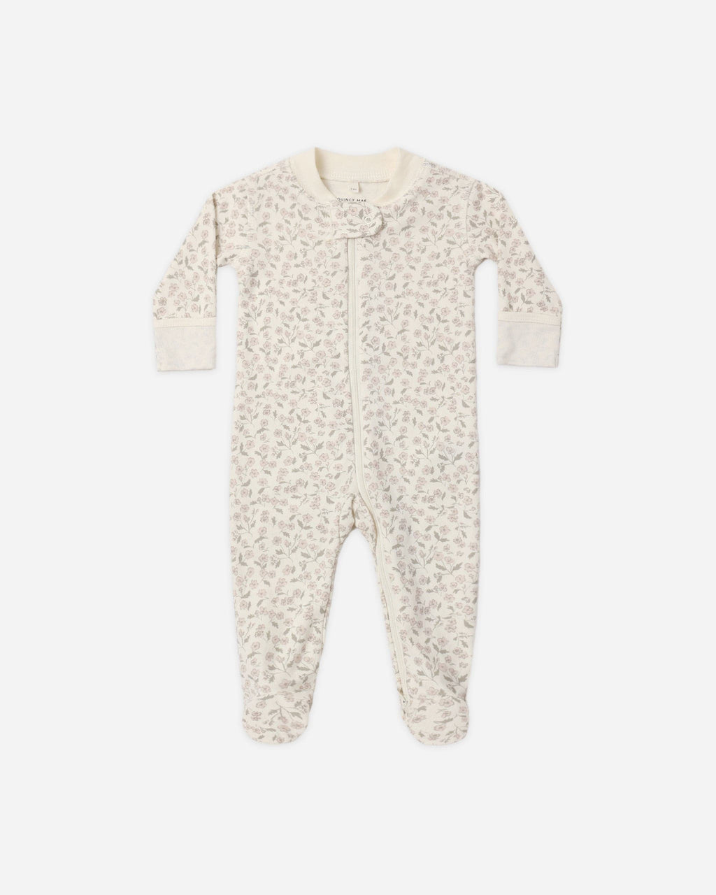 Quincy Mae Zip Long Sleeve Sleeper Footie - Floret, NB