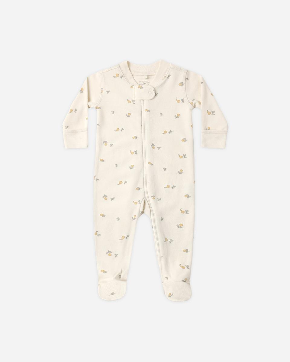 Quincy Mae Zip Long Sleeve Sleeper Footie - Pears, 0-3M - Image 5