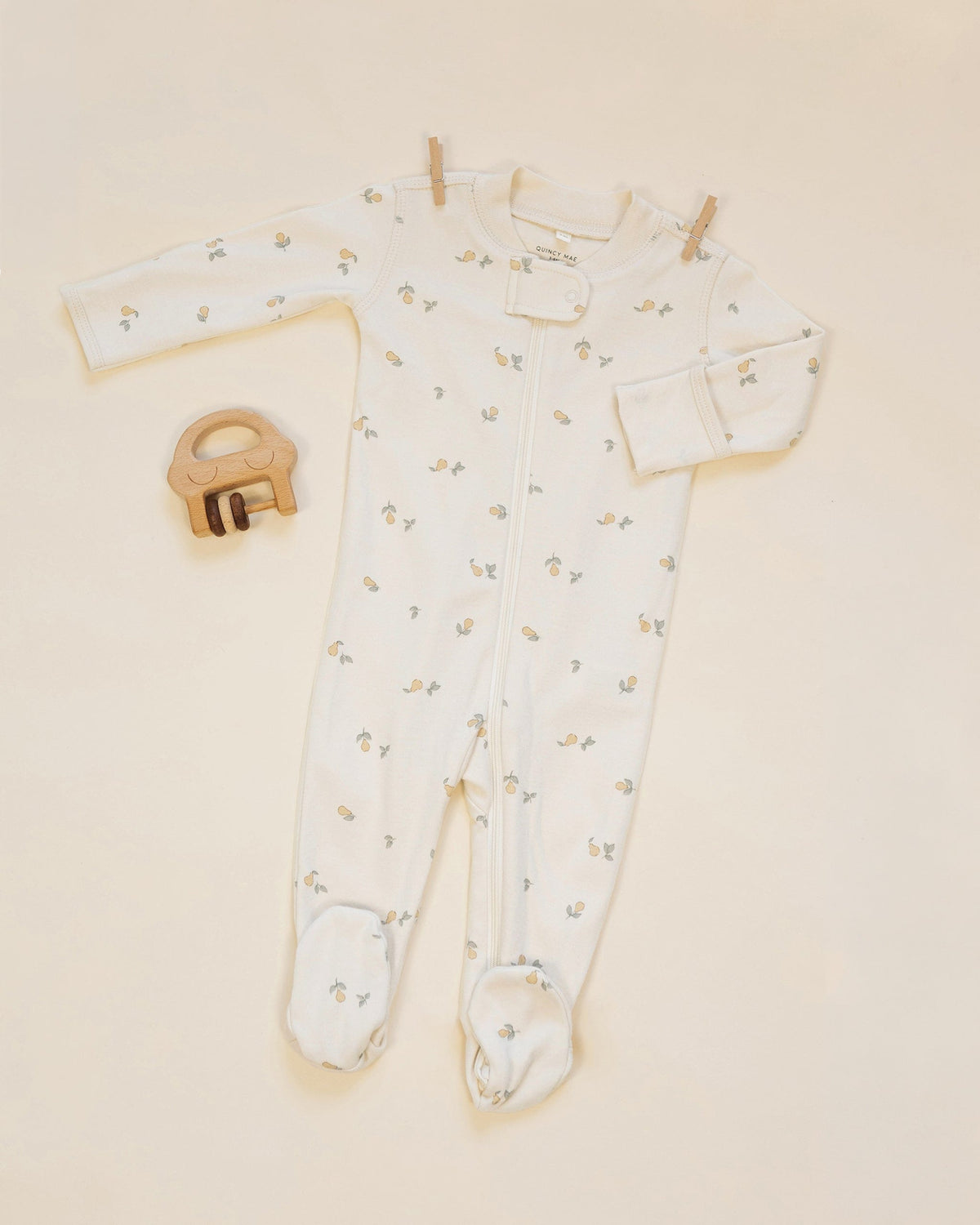 Quincy Mae Zip Long Sleeve Sleeper Footie - Pears, NB - Image 4