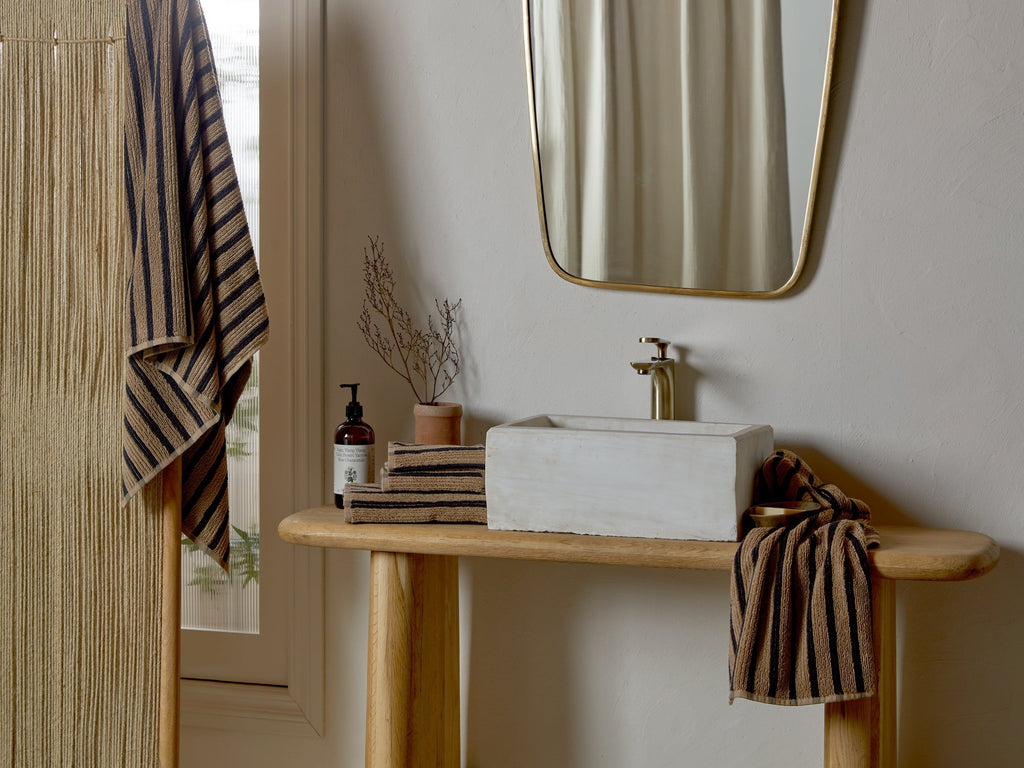 4+4 Organic Resort Stripe Bath Bundle - Camel with Soft Black - Image 2