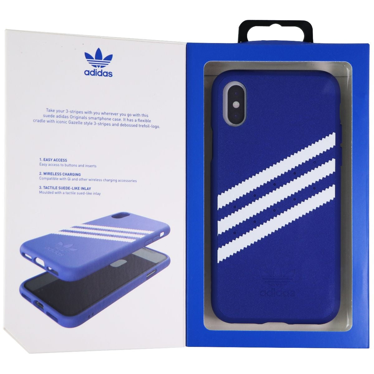 Adidas 3-Stripe Snap Case for Apple iPhone Xs and iPhone X - Blue and White - New - Image 2