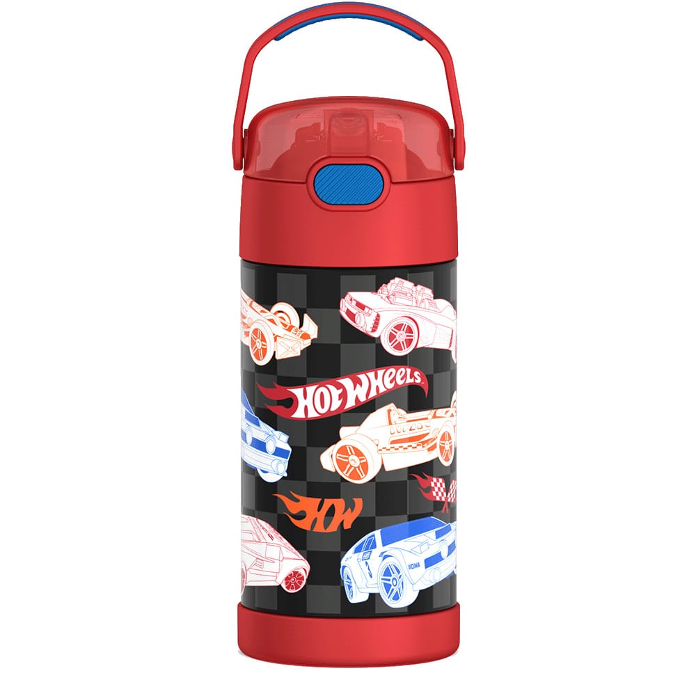 Thermos FUNtainer Vacuum Insulated Stainless Steel Straw Water Bottle 12oz - Hot Wheels - Image 6