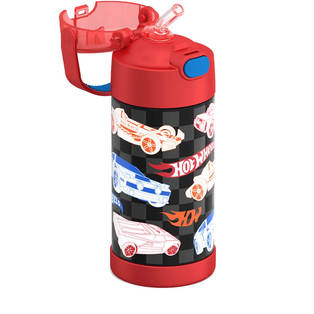 Thermos FUNtainer Vacuum Insulated Stainless Steel Straw Water Bottle 12oz - Hot Wheels - Image 8