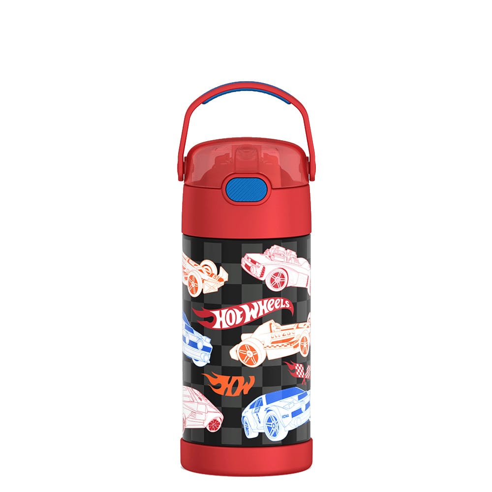 Thermos FUNtainer Vacuum Insulated Stainless Steel Straw Water Bottle 12oz - Hot Wheels