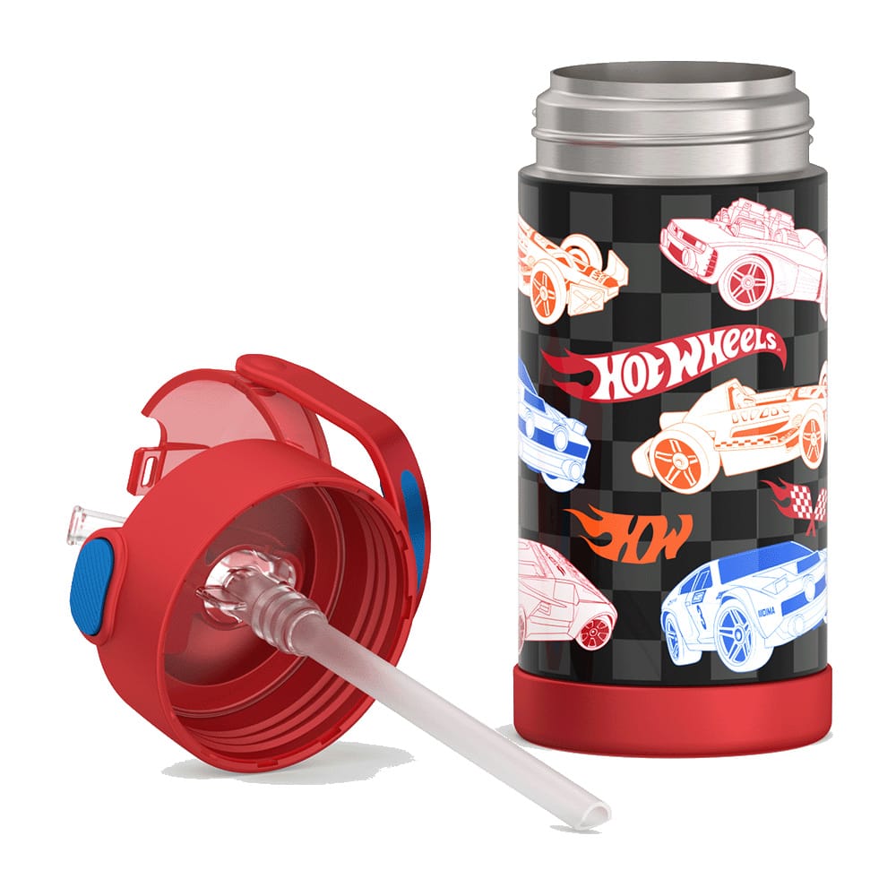 Thermos FUNtainer Vacuum Insulated Stainless Steel Straw Water Bottle 12oz - Hot Wheels - Image 7