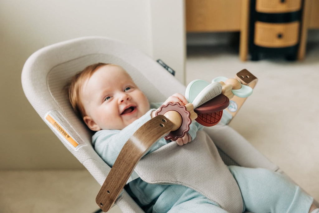UPPAbaby Mira 3-in-1 Bouncer - Mason Black Soft Knit (Black Matte / Walnut Wood) - Image 15