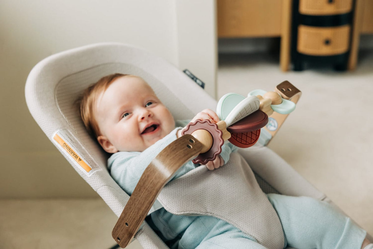 UPPAbaby Mira 3-in-1 Bouncer - Mason Black Soft Knit (Black Matte / Walnut Wood) - Image 15