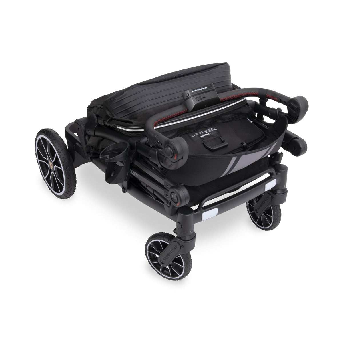 WonderFold L4 Quad (4 Seater) Stroller Wagon with Electric Wheels - Porsche - Image 8