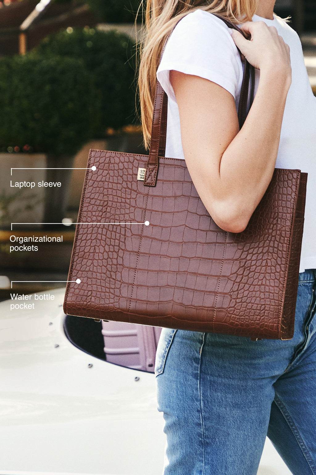The Work Tote in Maple Croc - Image 2